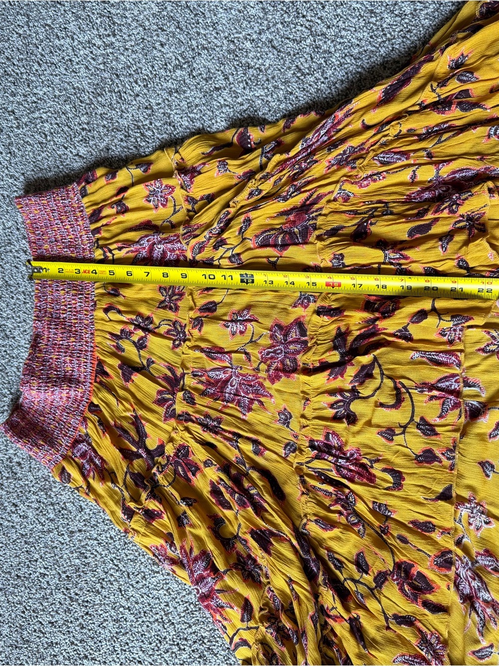 NWT Tiered Yellow Floral High Low Skirt Boho Resort Tropical Vacation Size L/XL - Picture 7 of 8